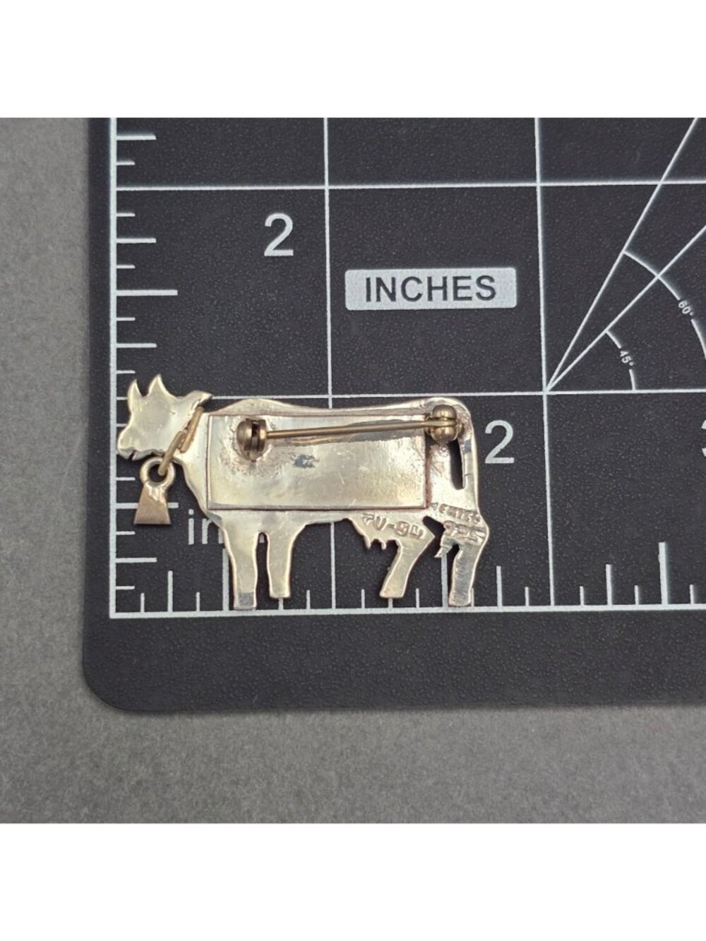 Vintage Taxco Sterling Silver Cow Brooch 1.75" Articulated Bell Pendant TV-94 - Picture 8 of 10